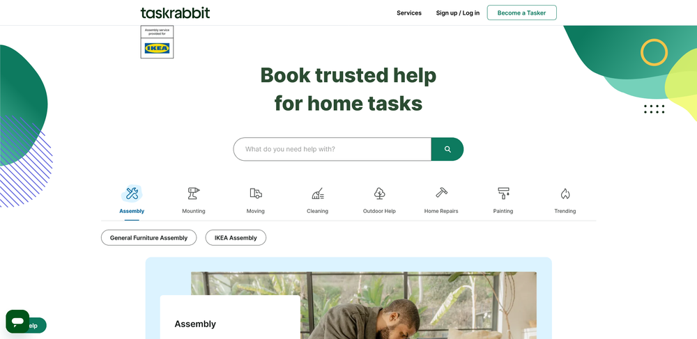 главная страница фриланс площадки TaskRabbit